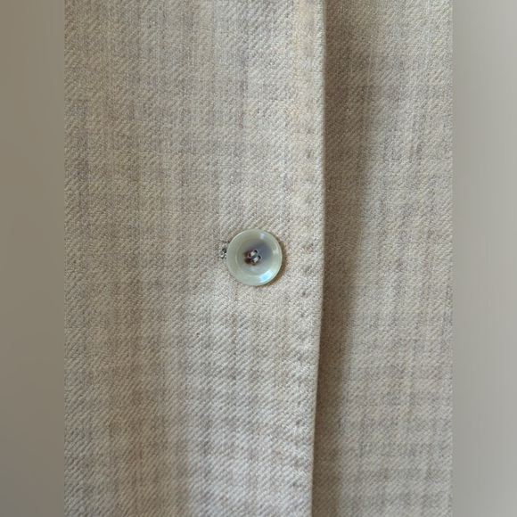 SAKS FIFTH AVENUE 100% Cashmere Beige Tan Houndstooth Blazer SZ IT 44 US 10 - Picture 3 of 14